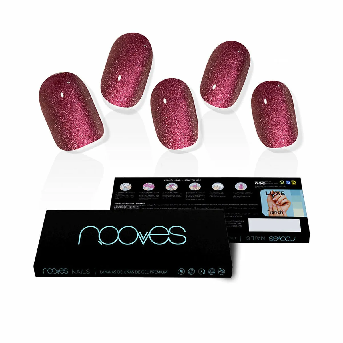 Unghie Finte Nooves Ruby Claret Gel Autoadesive