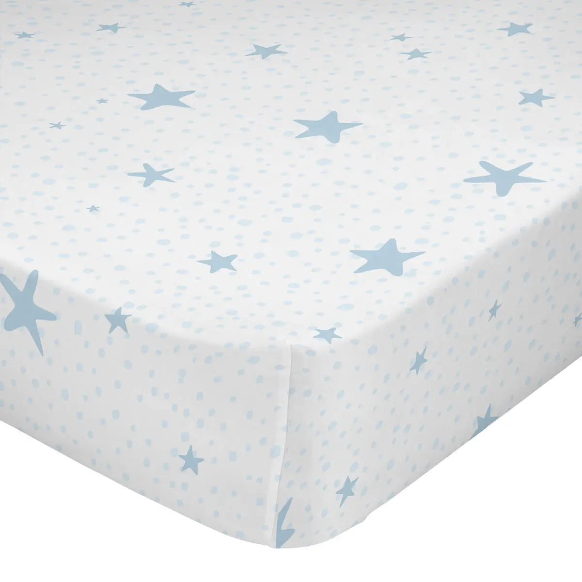 Lenzuolo con angoli HappyFriday BASIC KIDS Azzurro Bianco 60 x 120 x 14 cm Stelle