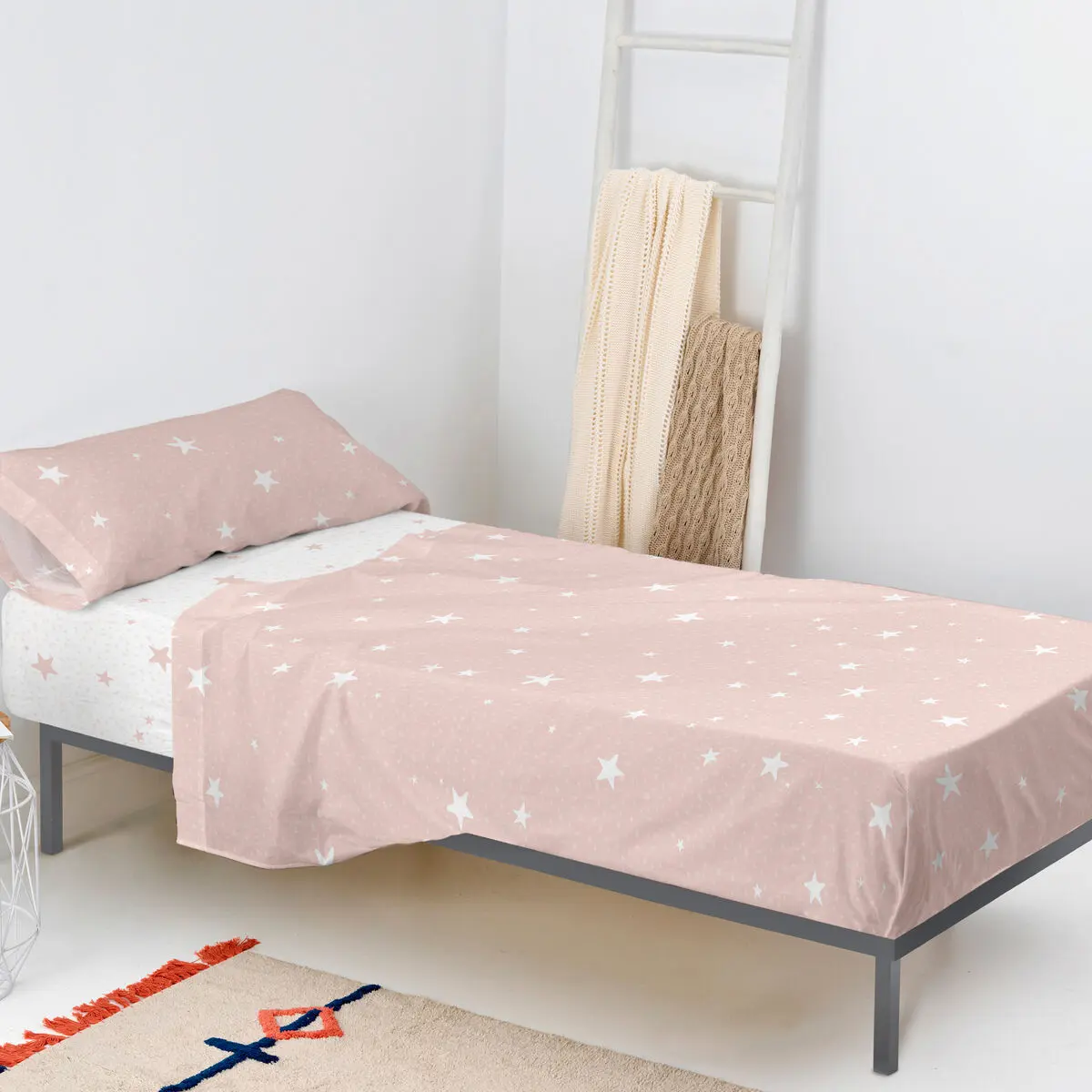 Set di Lenzuola HappyFriday Basic Kids Little star Rosa Singolo 2 Pezzi