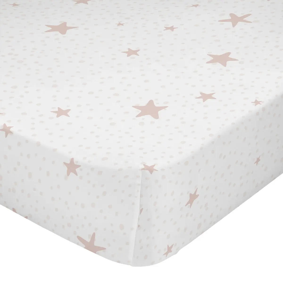 Lenzuolo con angoli HappyFriday BASIC KIDS Bianco Rosa 60 x 120 x 14 cm Stelle