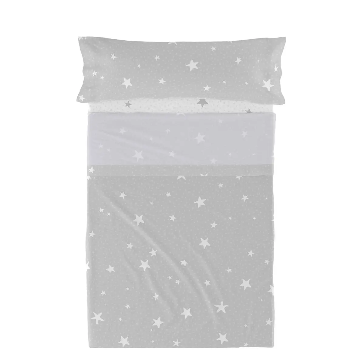 Set di Lenzuola HappyFriday Basic Kids Little star Grigio Singolo 180 x 270 cm 2 Pezzi