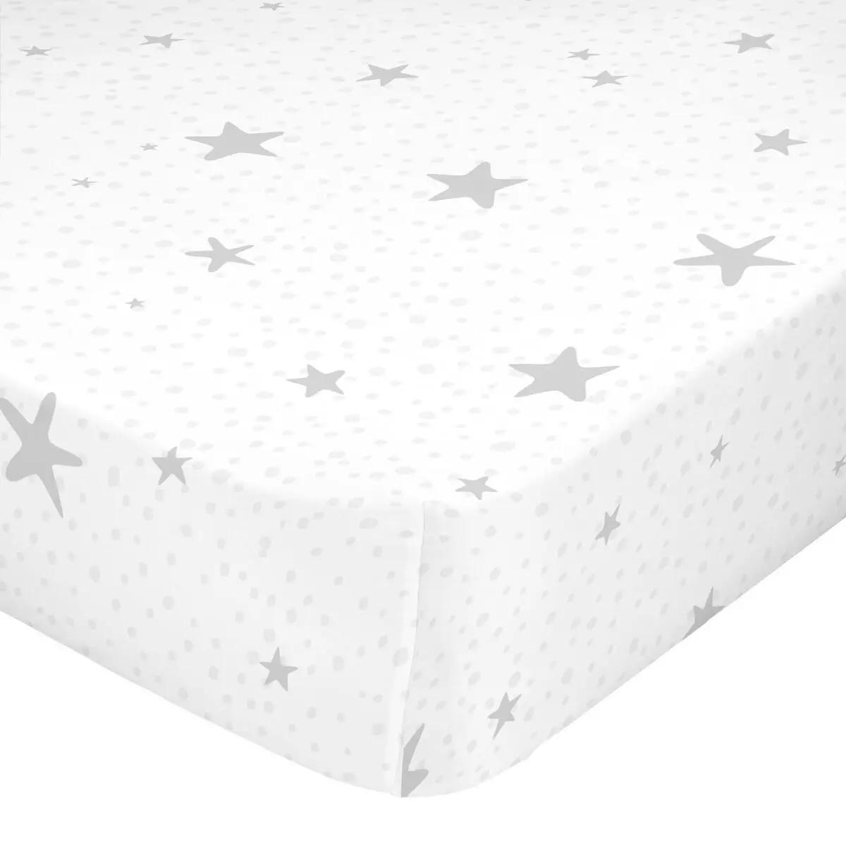 Lenzuolo con angoli HappyFriday BASIC KIDS Bianco Grigio 70 x 140 x 14 cm Stelle