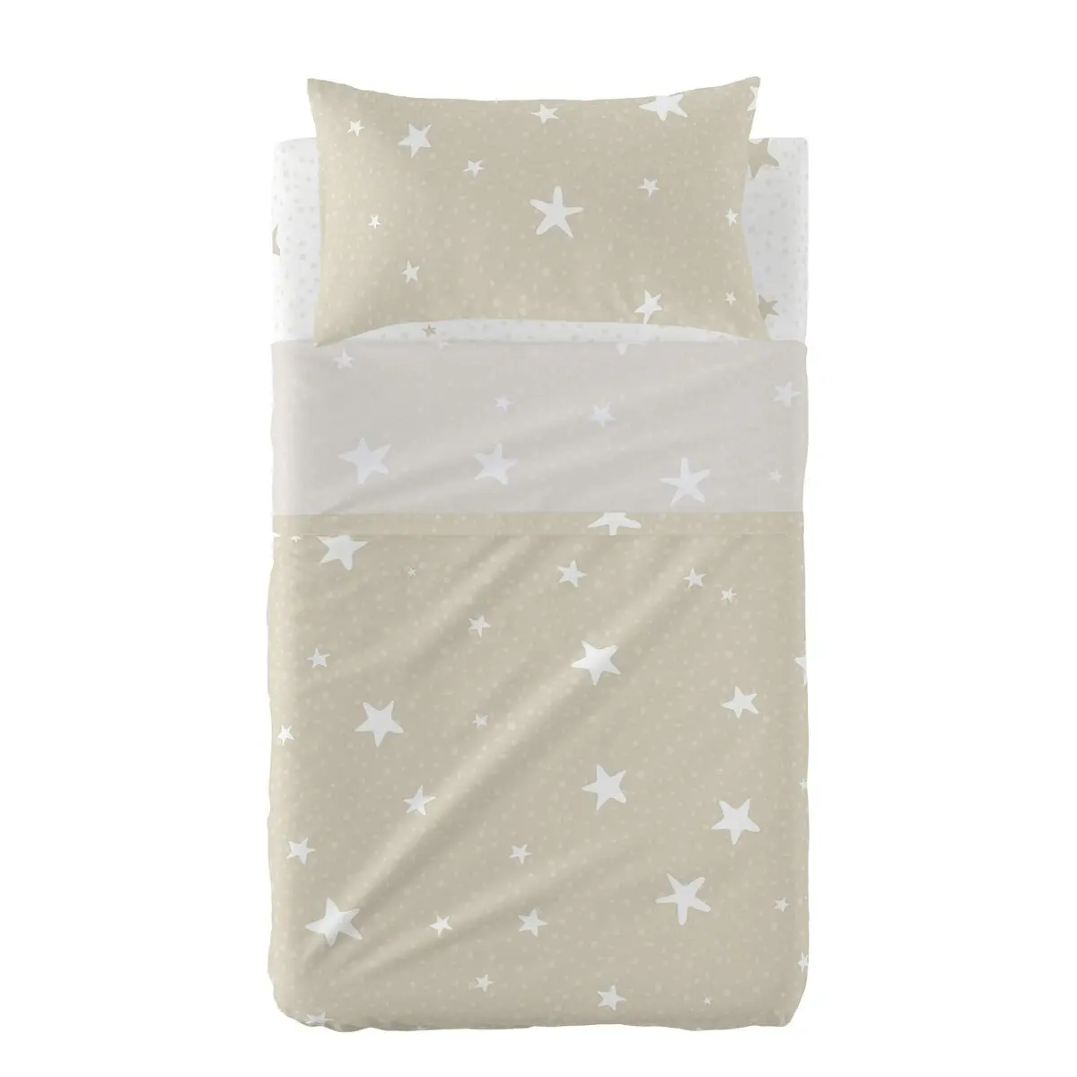 Set di Lenzuola HappyFriday Basic Kids Little star Beige Culla Neonato 2 Pezzi