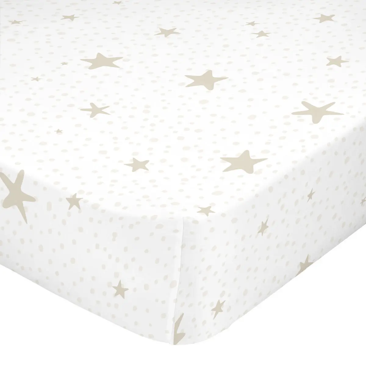 Lenzuolo con angoli HappyFriday BASIC KIDS Bianco Beige 70 x 140 x 14 cm Stelle