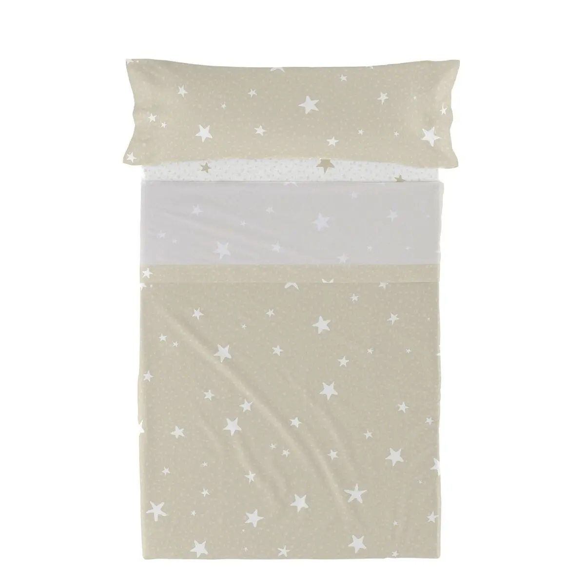 Set di Lenzuola HappyFriday Basic Kids Little star Beige Singolo 180 x 270 cm 2 Pezzi