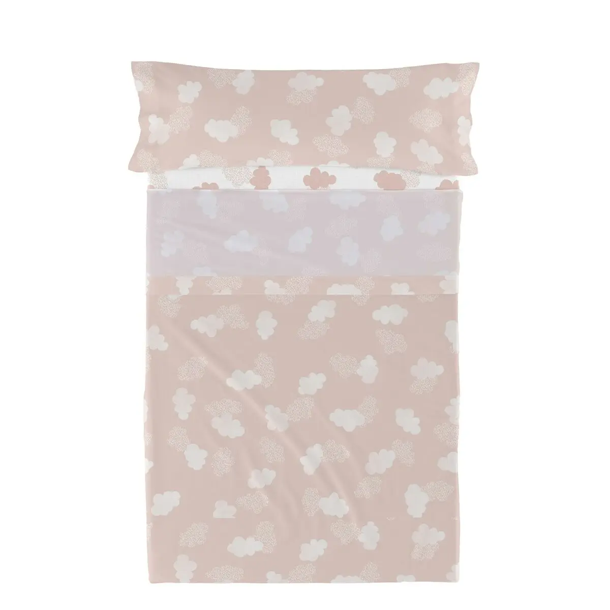 Set di Lenzuola HappyFriday Basic Kids Clouds Rosa Singolo 180 x 270 cm 2 Pezzi