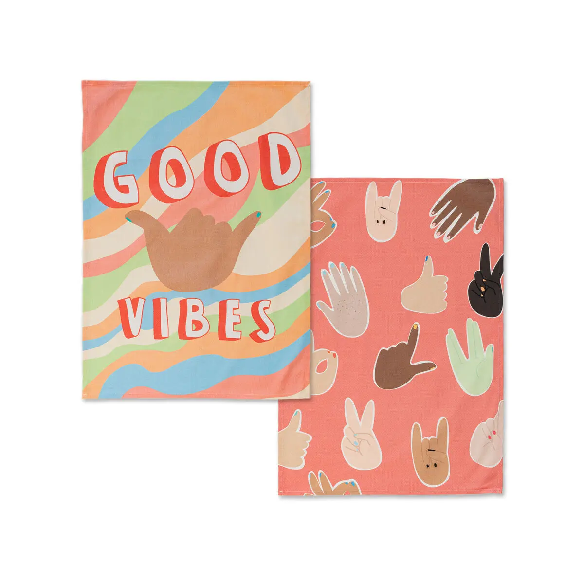 Panno da Cucina HappyFriday Aware Good Vibes Multicolore 70 x 50 cm (2 Unità)