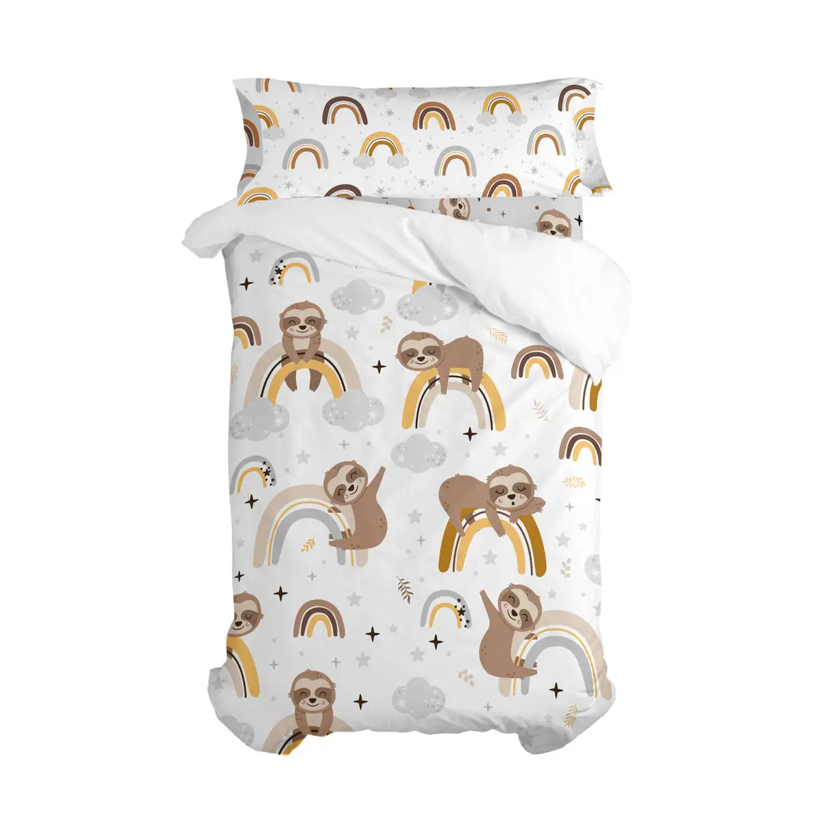 Set di copripiumino HappyFriday Moshi Moshi Sleepy Sloth Multicolore Singolo 2 Pezzi