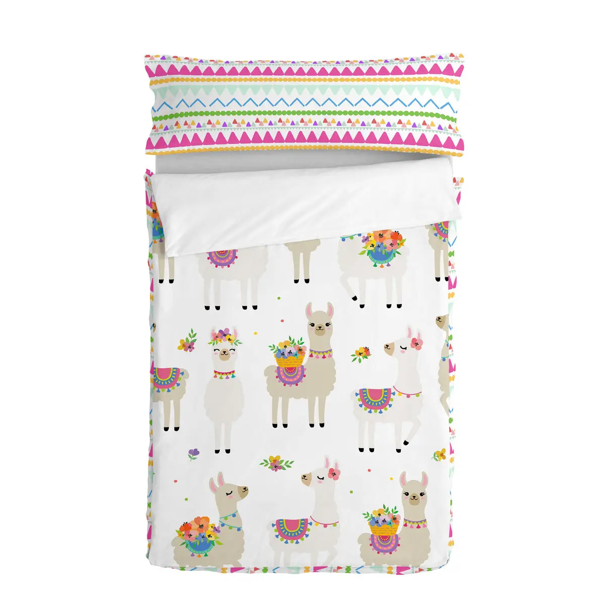 Copripiumino senza Imbottitura HappyFriday Moshi Moshi Cute Llamas Multicolore 90 x 200 cm