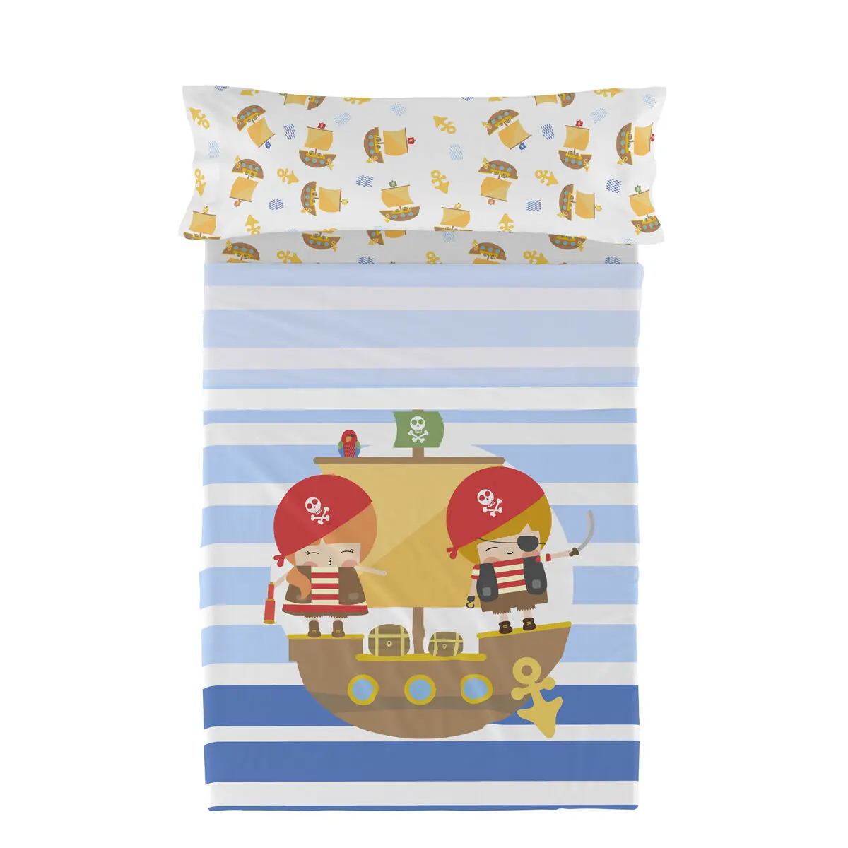 Set di Lenzuola HappyFriday Happynois Pirate Ship Multicolore Singolo 2 Pezzi