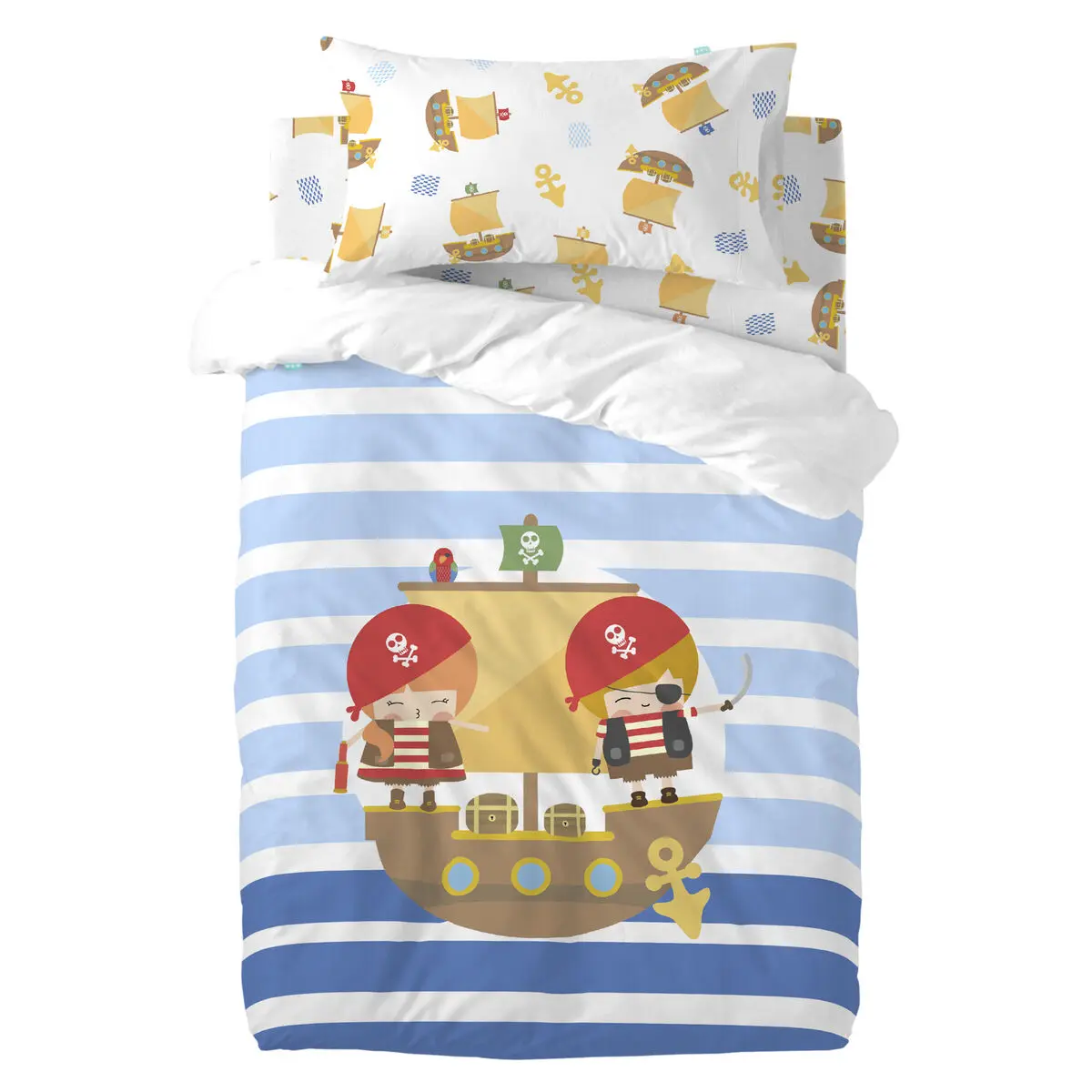 Set di copripiumino HappyFriday Happynois Pirate Ship Multicolore Culla Neonato 2 Pezzi