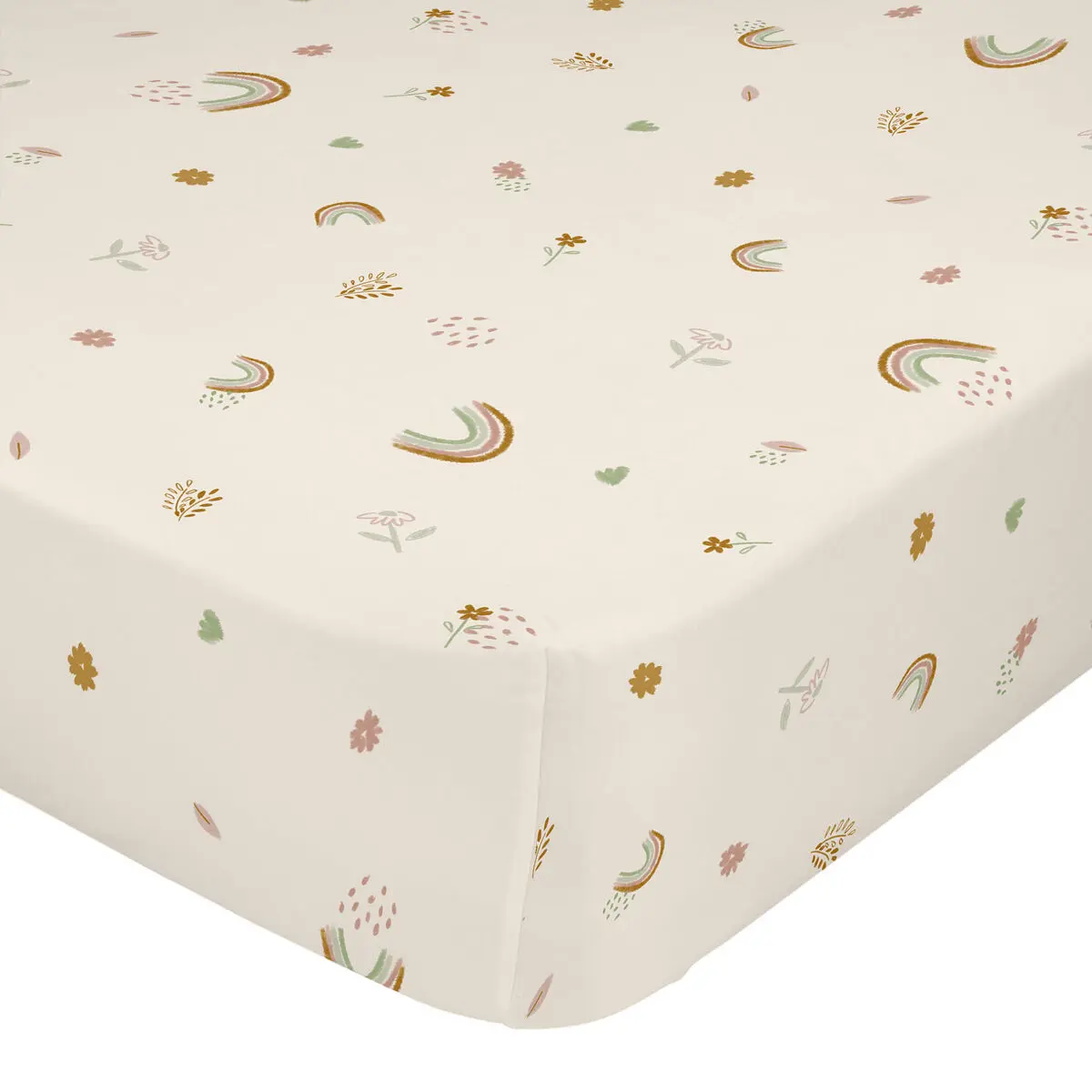 Lenzuolo con angoli HappyFriday Iris Beige Multicolore 70 x 140 x 14 cm