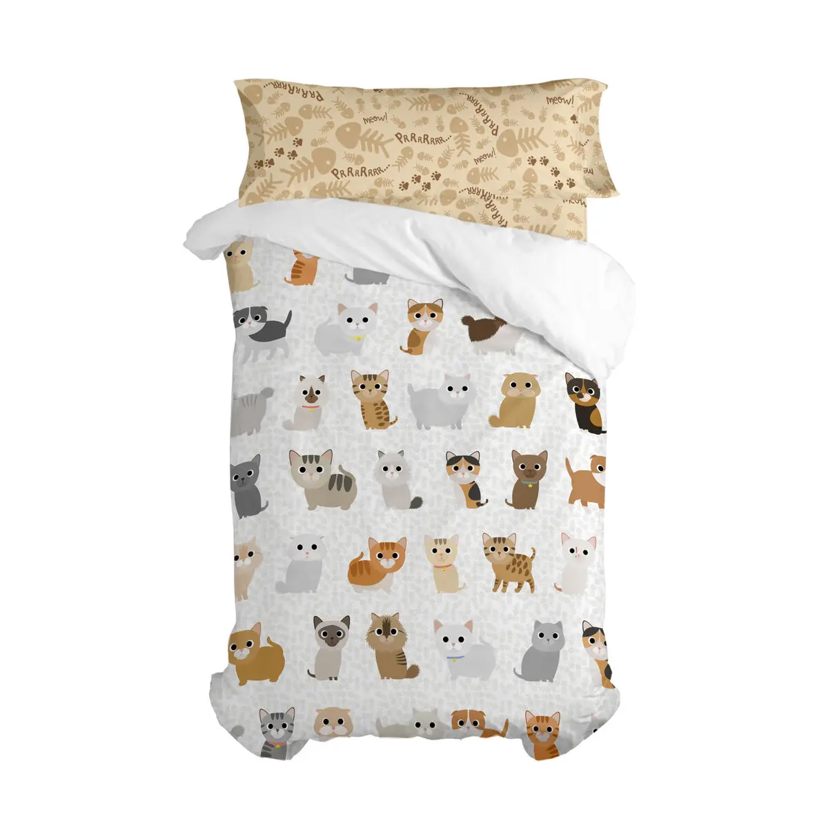 Set di copripiumino HappyFriday Mr Fox Cats Multicolore 2 Pezzi