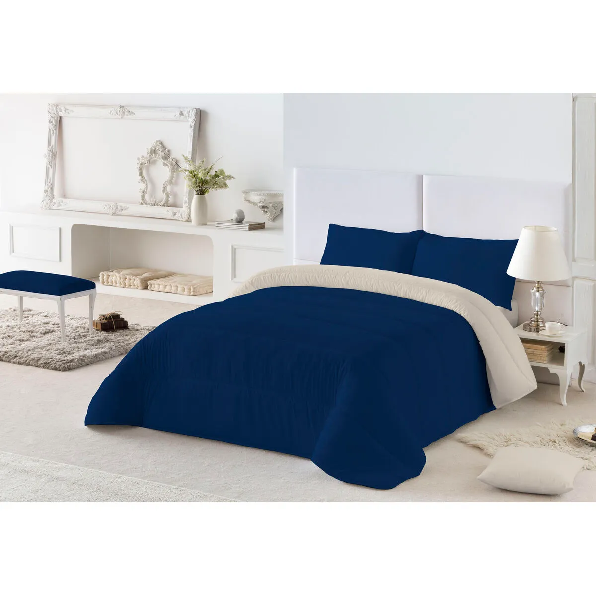 Piumino Letto Naturals Colors 300 gsm Azzurro Pietra (240 x 260 cm) (Ala francese)