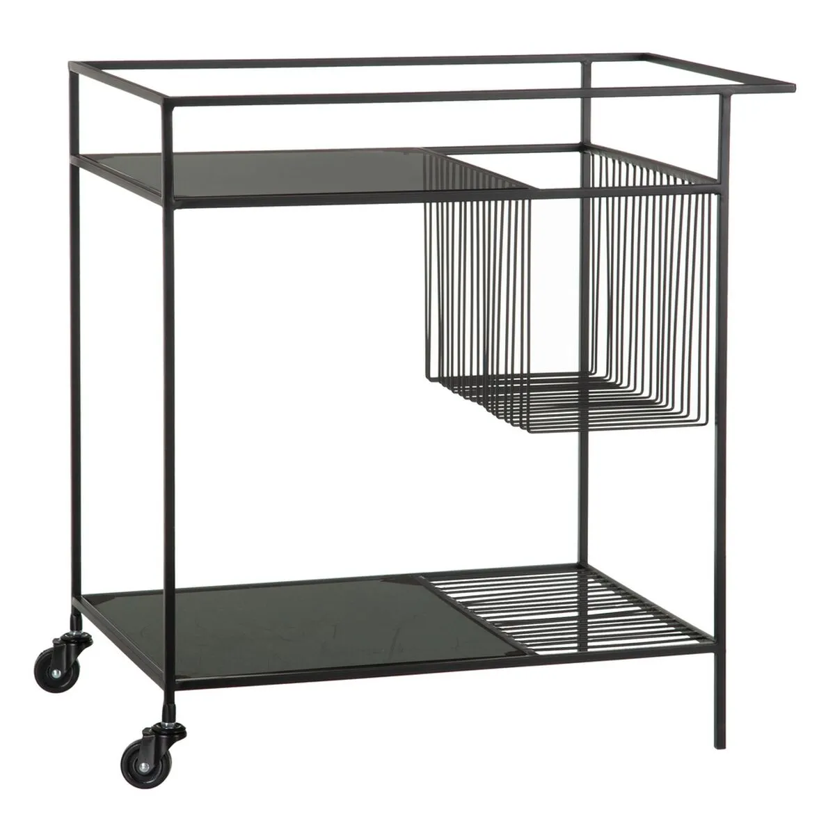 Carrello da Cucina 67 x 40 x 70 cm Cristallo Nero Metallo