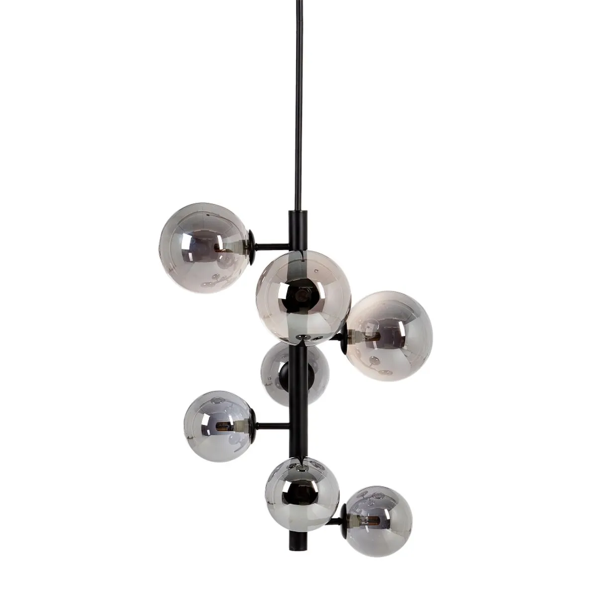 Lampadario 46 x 46 x 149 cm Cristallo Nero Metallo Ø 15 cm Moderno