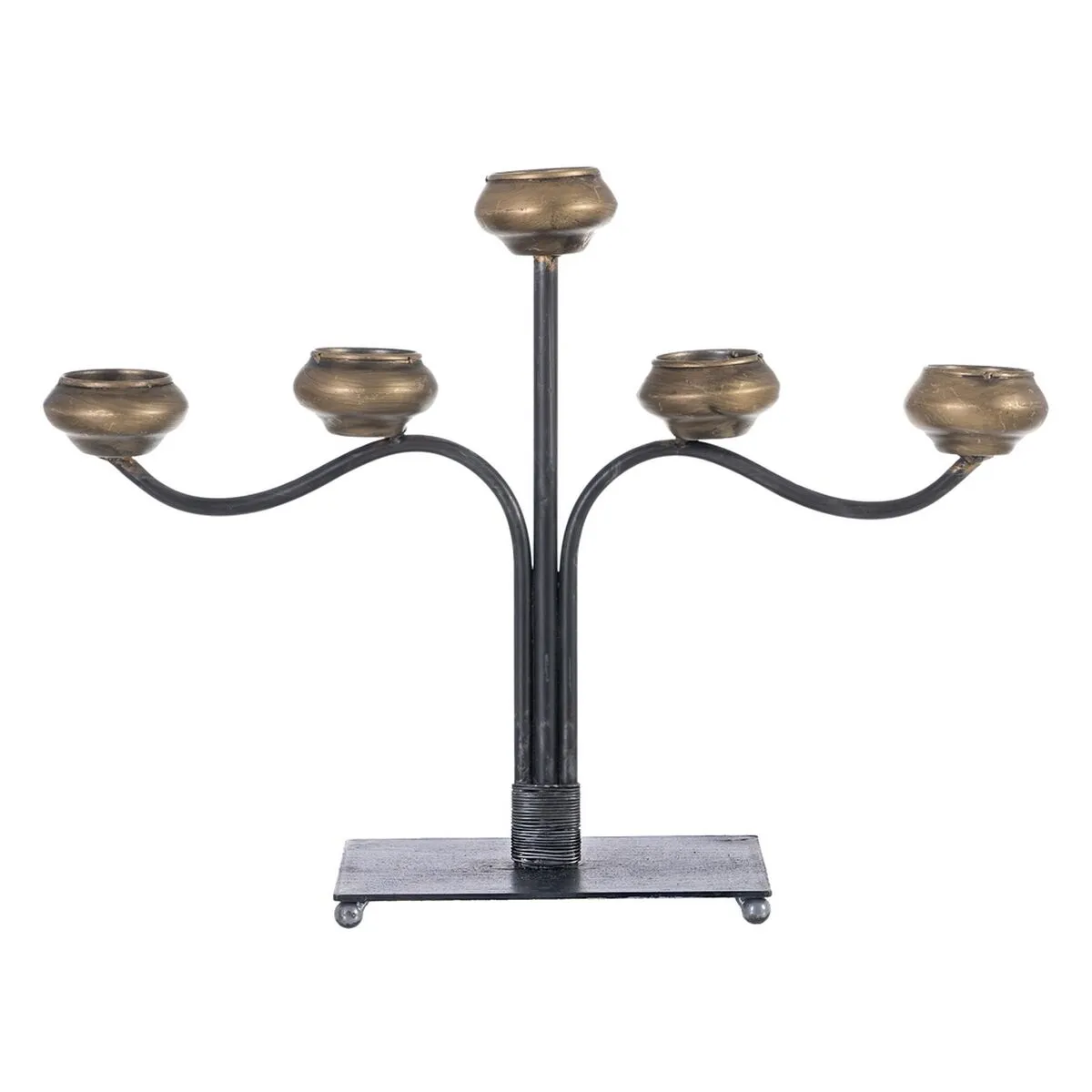 Candelabro 41 x 12 x 30,5 cm Nero Dorato Metallo