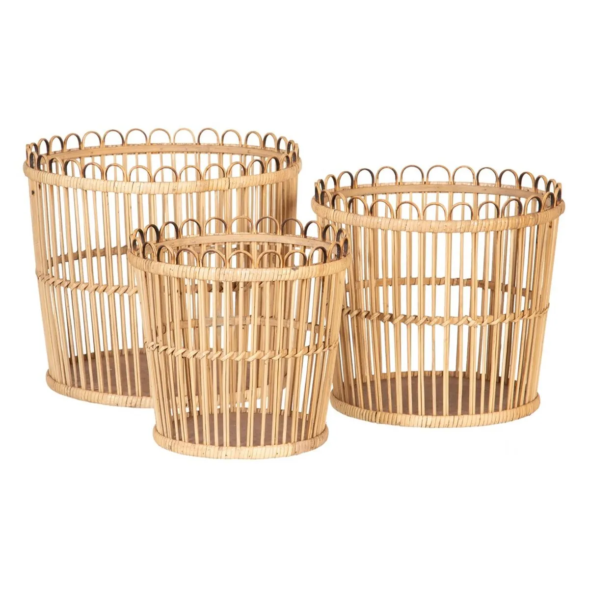 Set di Cesti 36 x 36 x 31 cm Naturale Rattan (3 Pezzi)