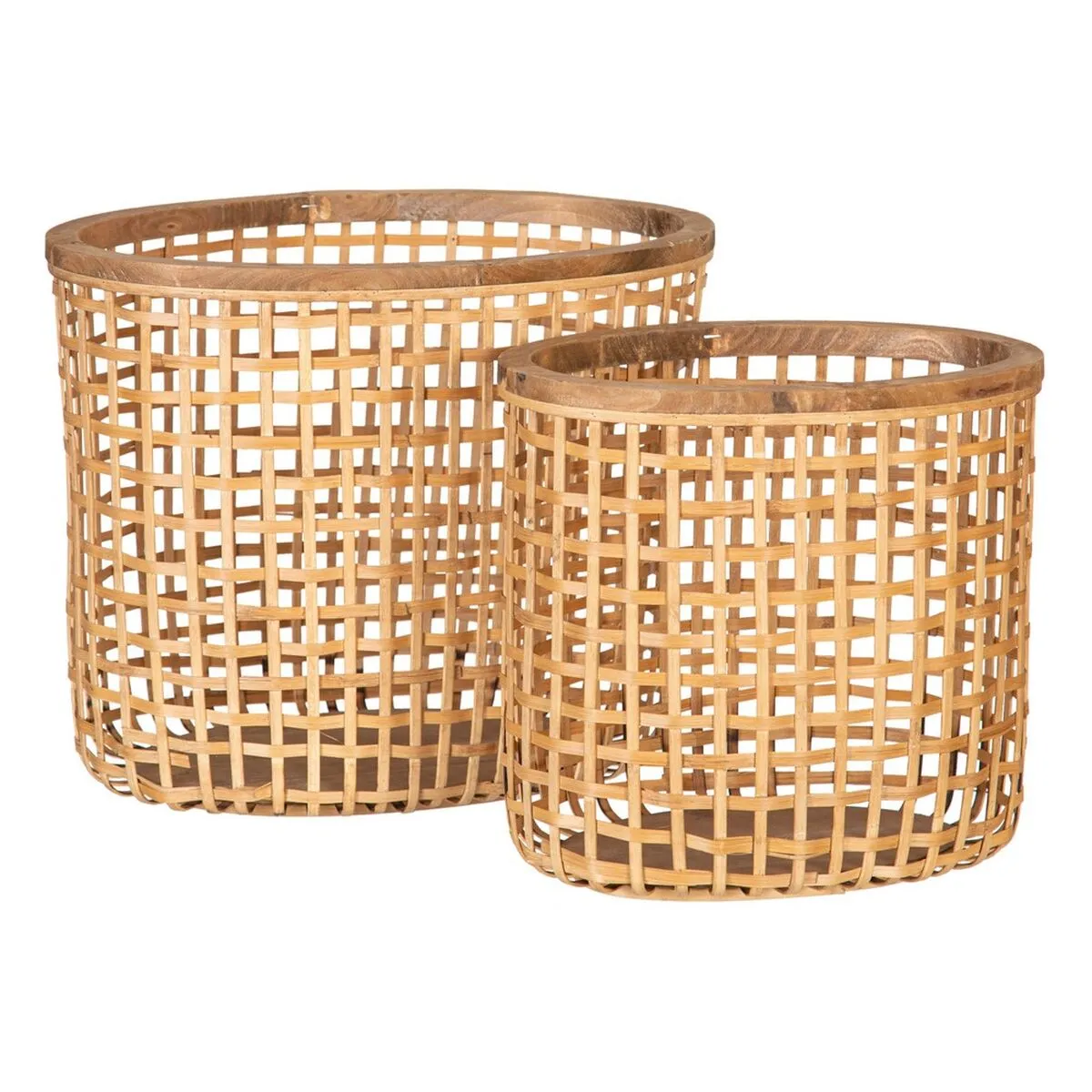 Set di Cesti 44 x 30 x 35 cm Naturale Rattan (2 Pezzi)