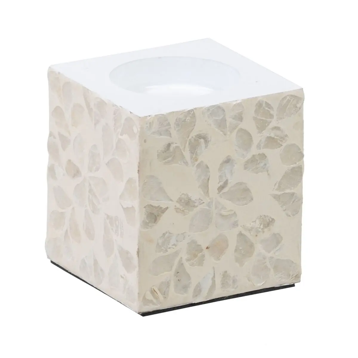 Portacandele Beige Madreperla Legno MDF 10,5 x 10,5 x 10,5 cm