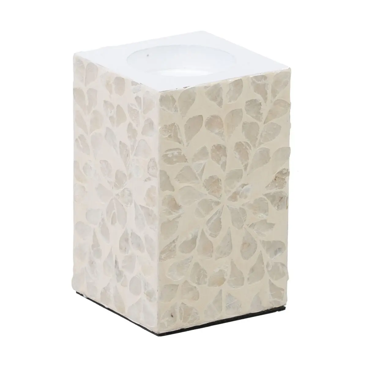 Portacandele Beige Madreperla Legno MDF 10,5 x 10,5 x 16 cm