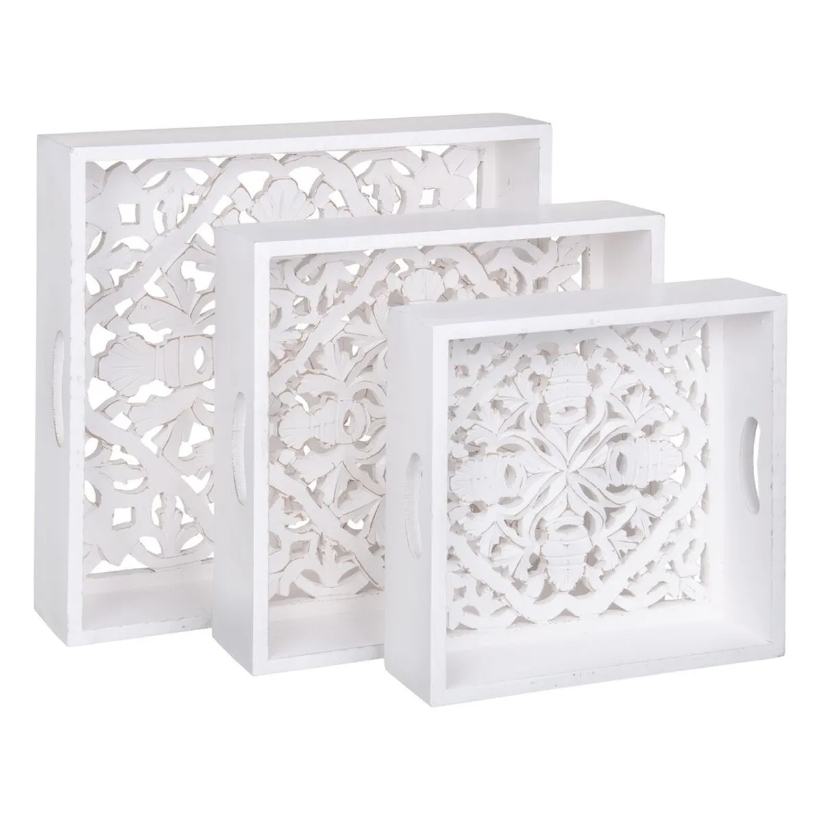 Vassoio per aperitivi 39 x 39 x 9 cm Bianco 3 Pezzi DMF