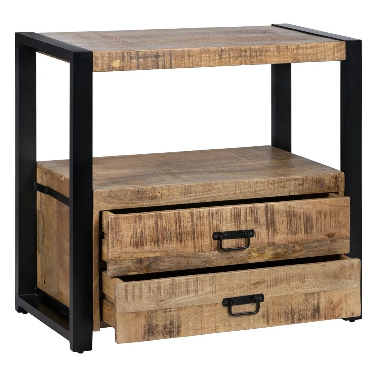 Ingresso con Cassetti MANGO 80 x 40 x 75 cm Naturale Nero Legno Ferro