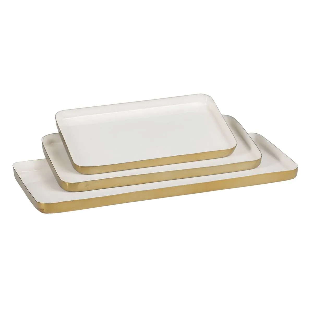 Vassoio per aperitivi 47 x 20,5 x 2 cm Dorato Bianco Ferro 3 Pezzi