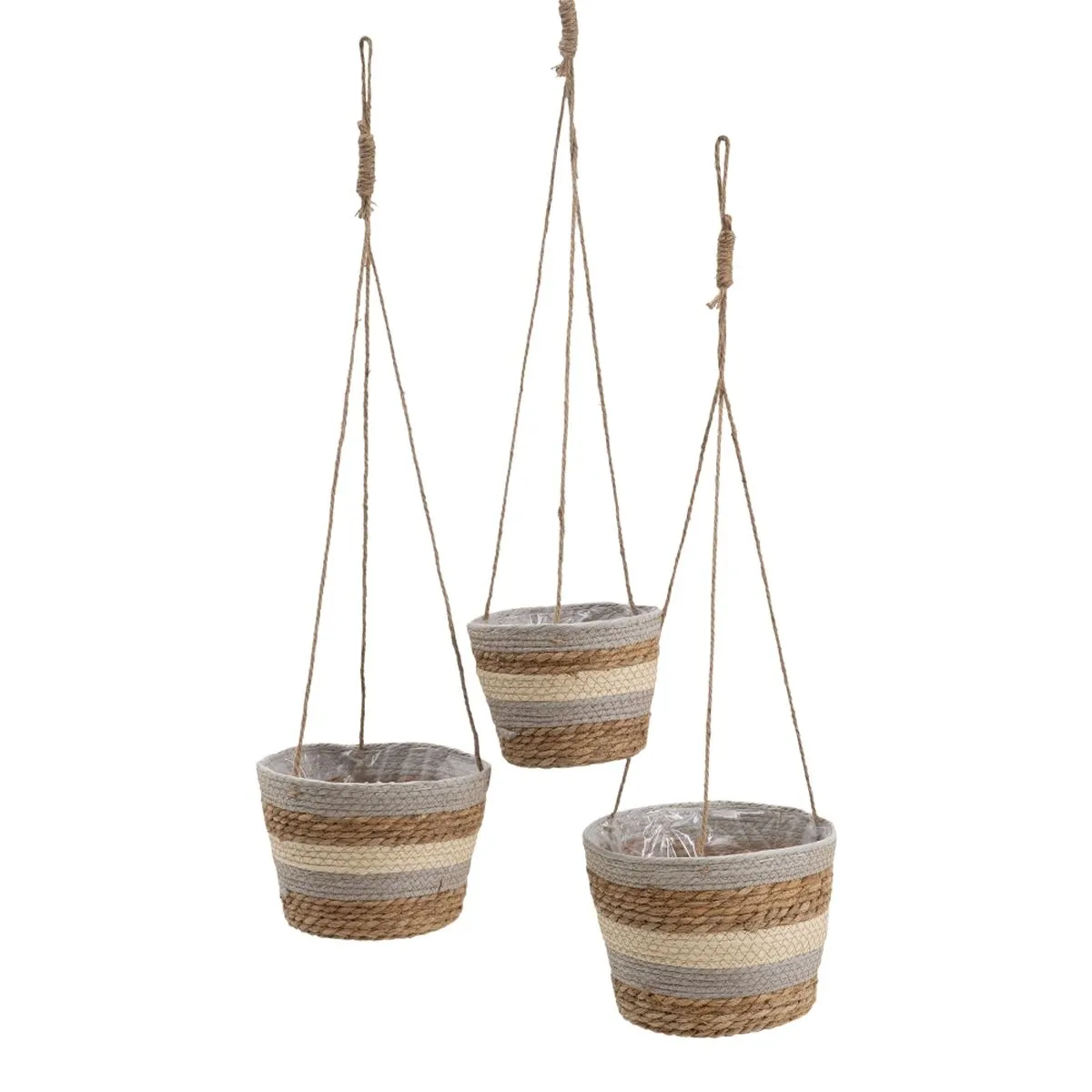 Set di Cesti Naturale Grigio Fibra naturale 20 x 20 x 27 cm (3 Pezzi)