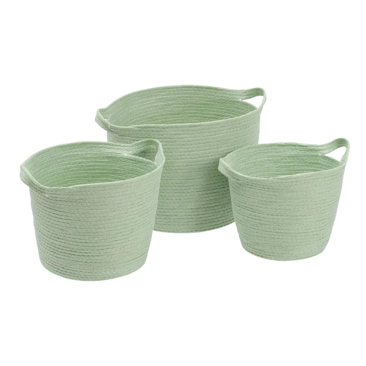 Set di Cesti Corda Verde Chiaro 26 x 26 x 33 cm (3 Pezzi)