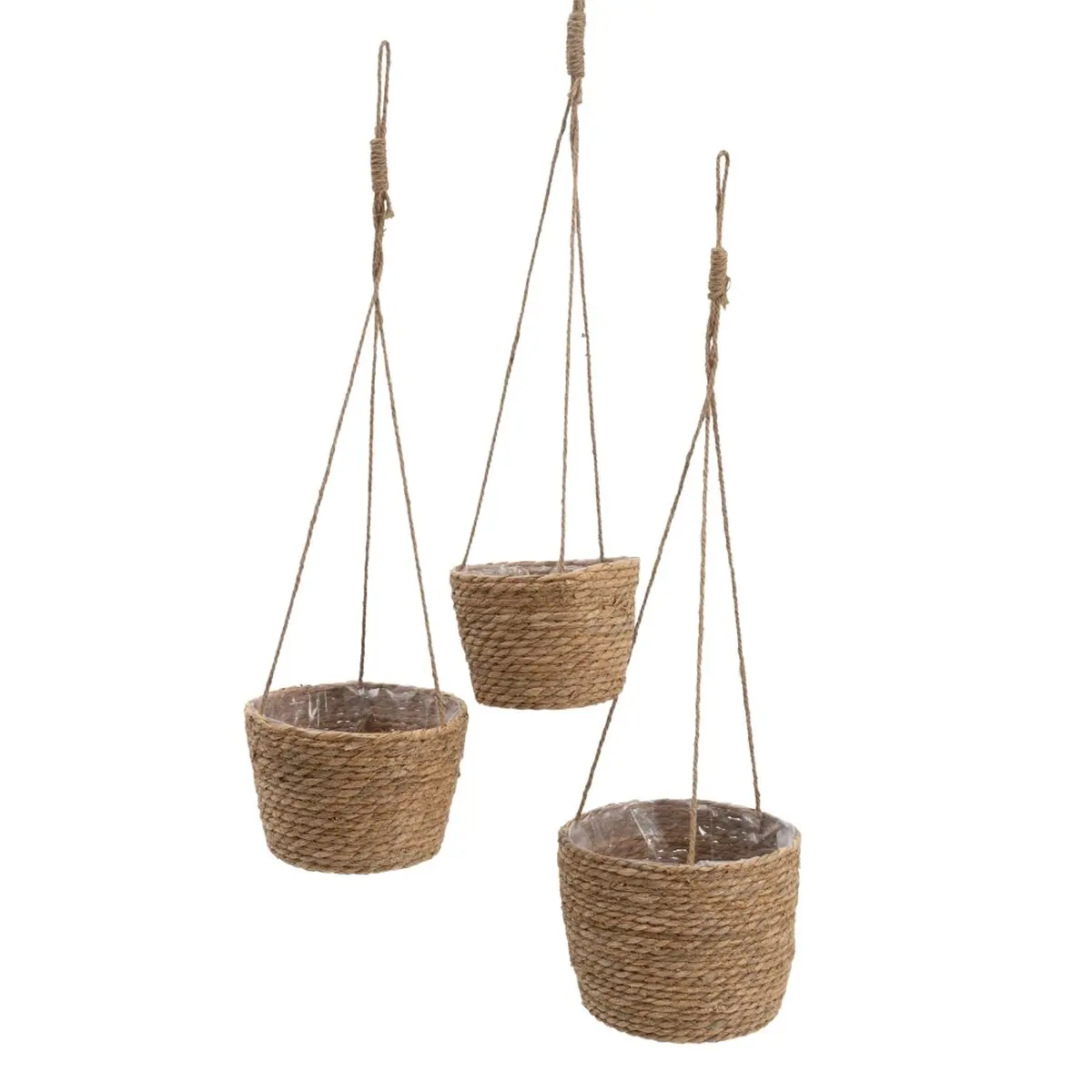 Set di Cesti Naturale Fibra naturale 20 x 20 x 27 cm (3 Pezzi)