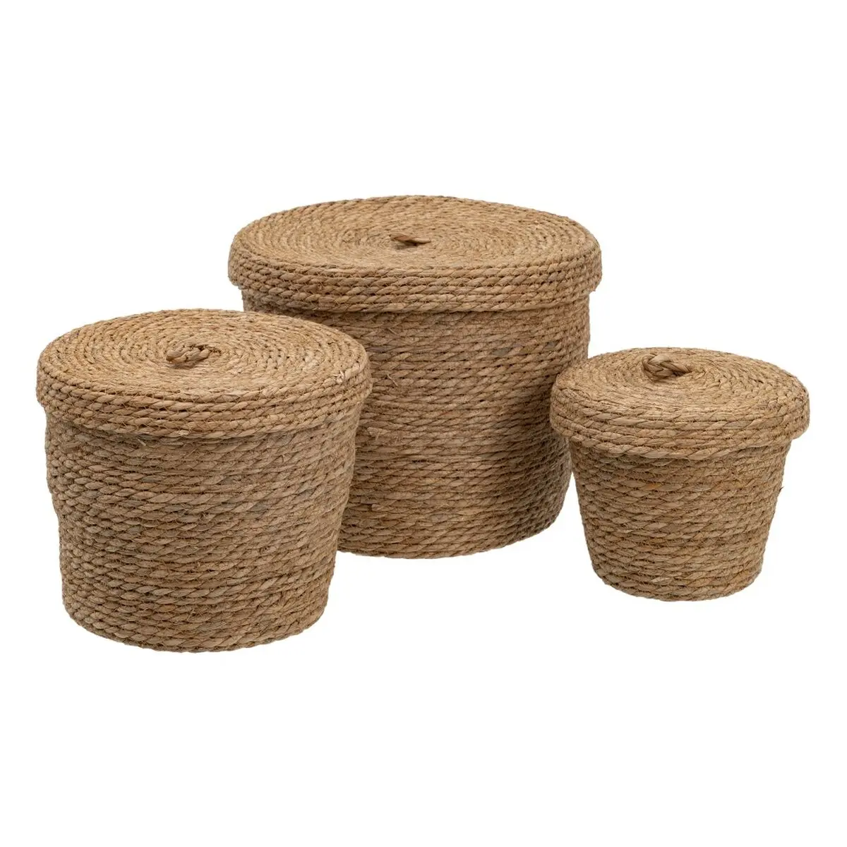 Cestino Multiuso 3 Pezzi 28 x 28 x 36 cm Naturale Fibra naturale