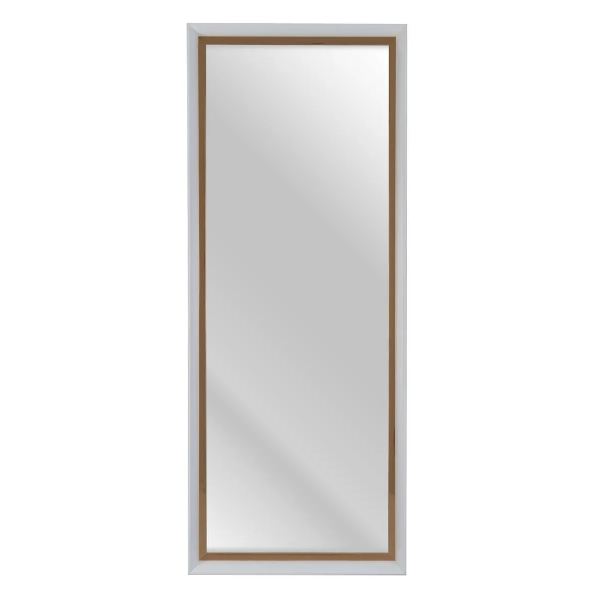 Specchio da parete 46 x 6 x 116 cm Dorato Legno Bianco