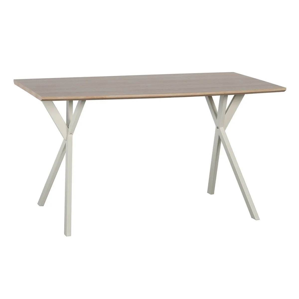 Tavolo da Pranzo 140 x 80 x 76 cm Naturale Metallo Crema DMF