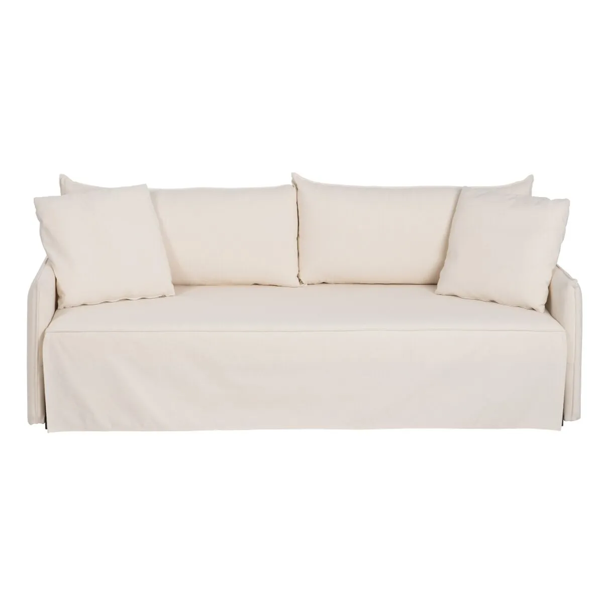 Divano Letto 200 x 94 x 86 cm Tessuto Sintetico Crema