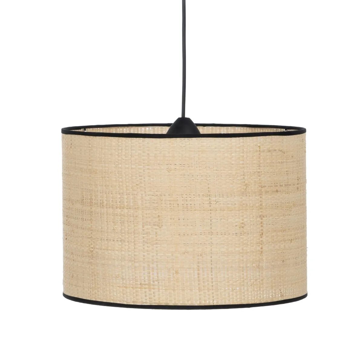 Lampadario Nero Naturale Rafia Ferro Plastica 220-240 V 35 x 35 x 24 cm