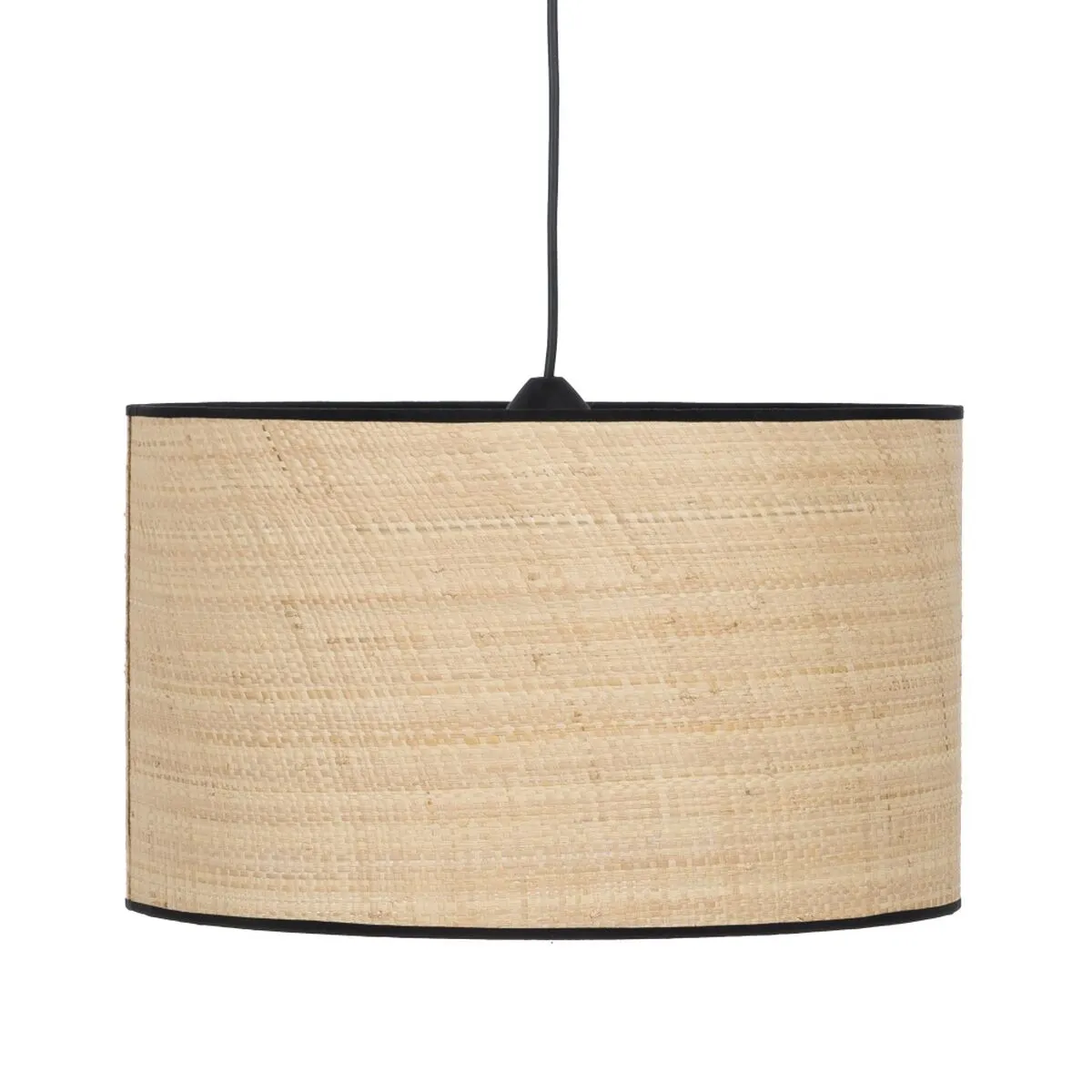 Lampadario Nero Naturale Rafia Ferro Plastica 220-240 V 40 x 40 x 24 cm