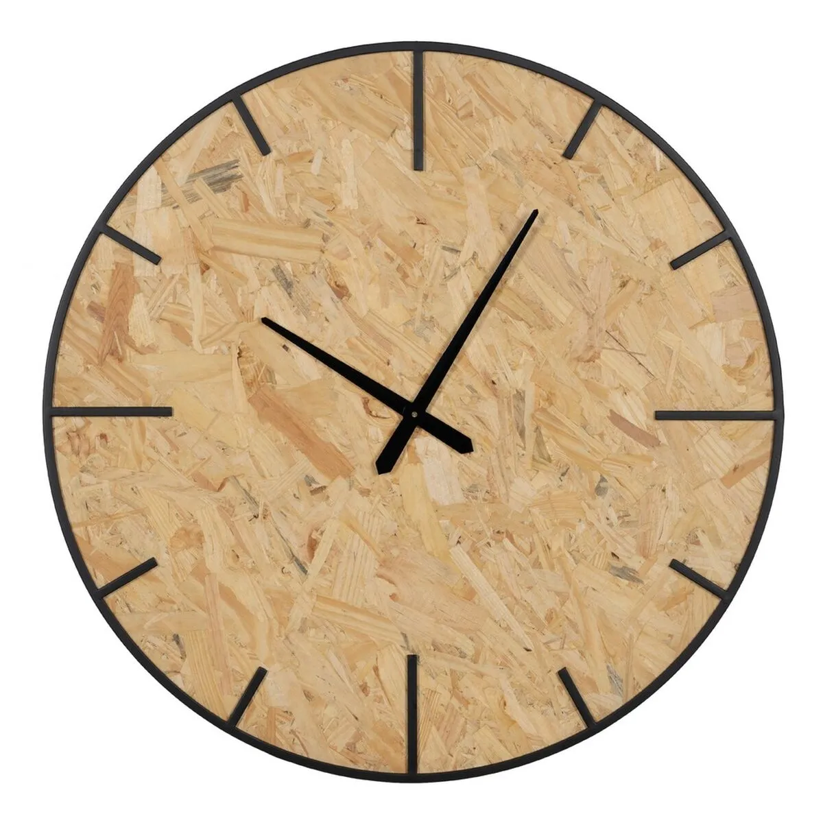 Orologio da Parete Nero Naturale PVC Ferro Legno MDF 80 x 4,5 x 80 cm