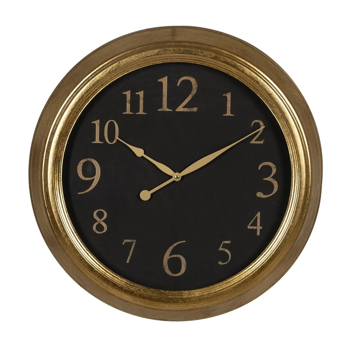 Orologio da Parete Nero Dorato PVC Cristallo Ferro Legno MDF 47 x 5,5 x 47 cm