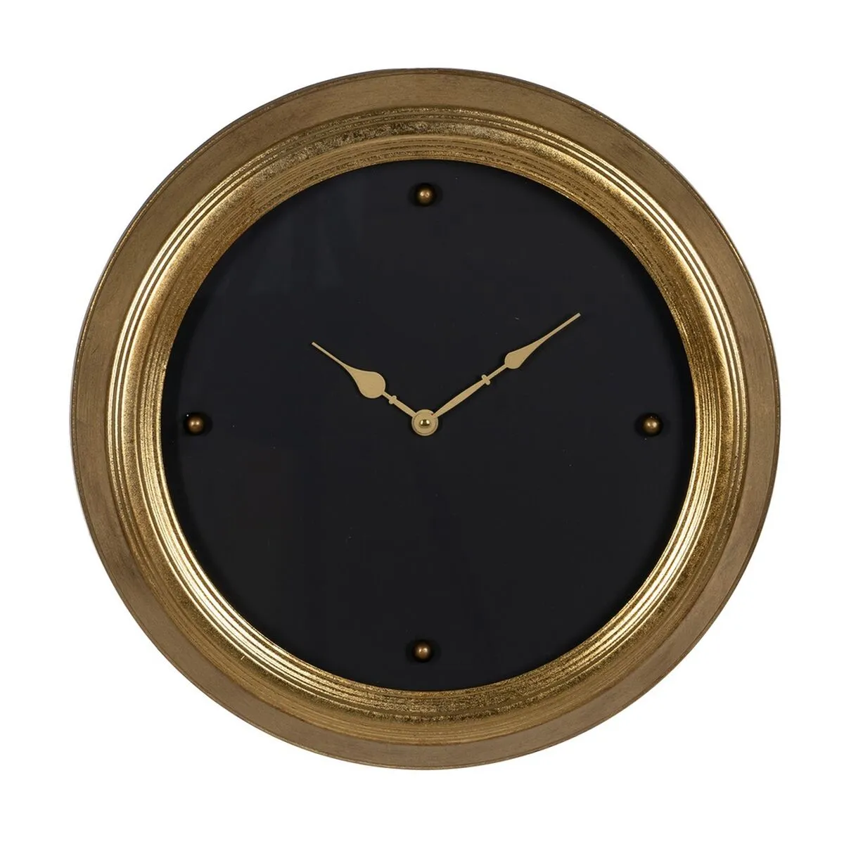 Orologio da Parete Nero Dorato PVC Cristallo Ferro Legno MDF 46 x 6 x 46 cm