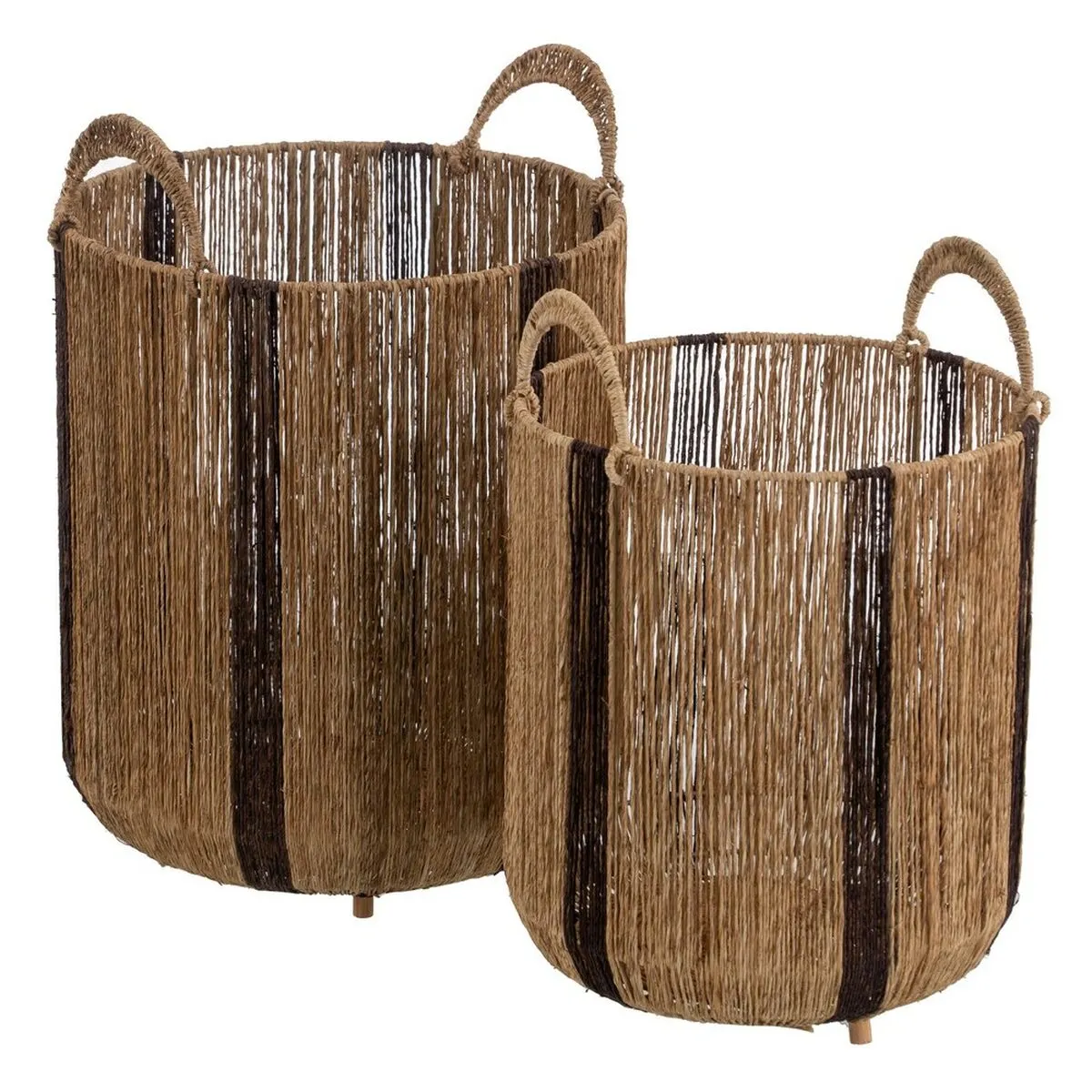 Set di Cesti Marrone Naturale Juta 35 x 35 x 48 cm (2 Pezzi)