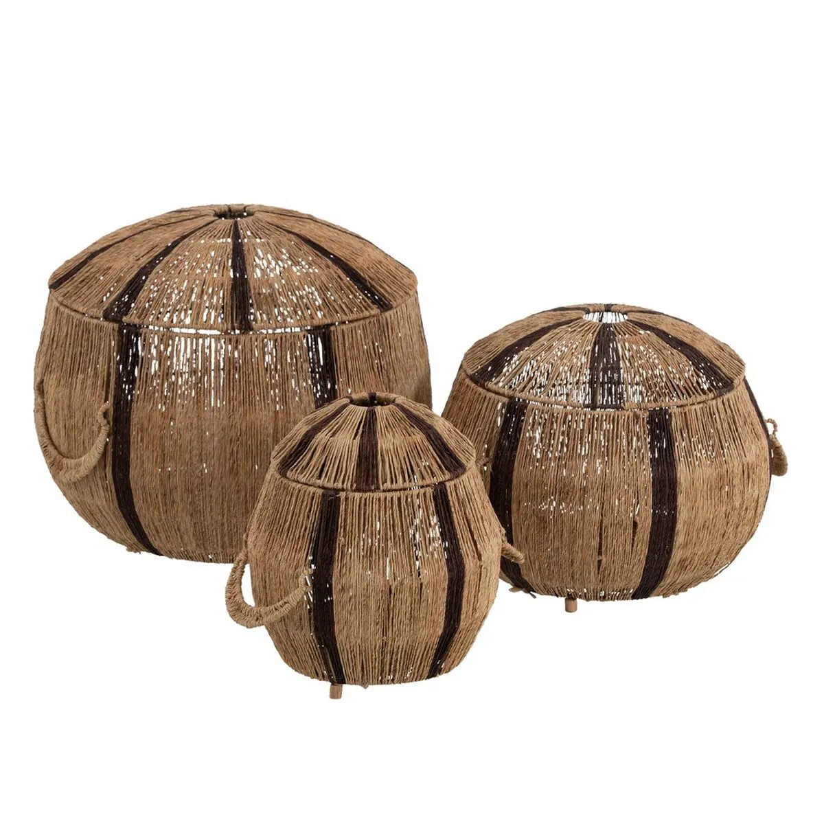 Set di Cesti Marrone Naturale Juta 45 x 45 x 36 cm (3 Pezzi)