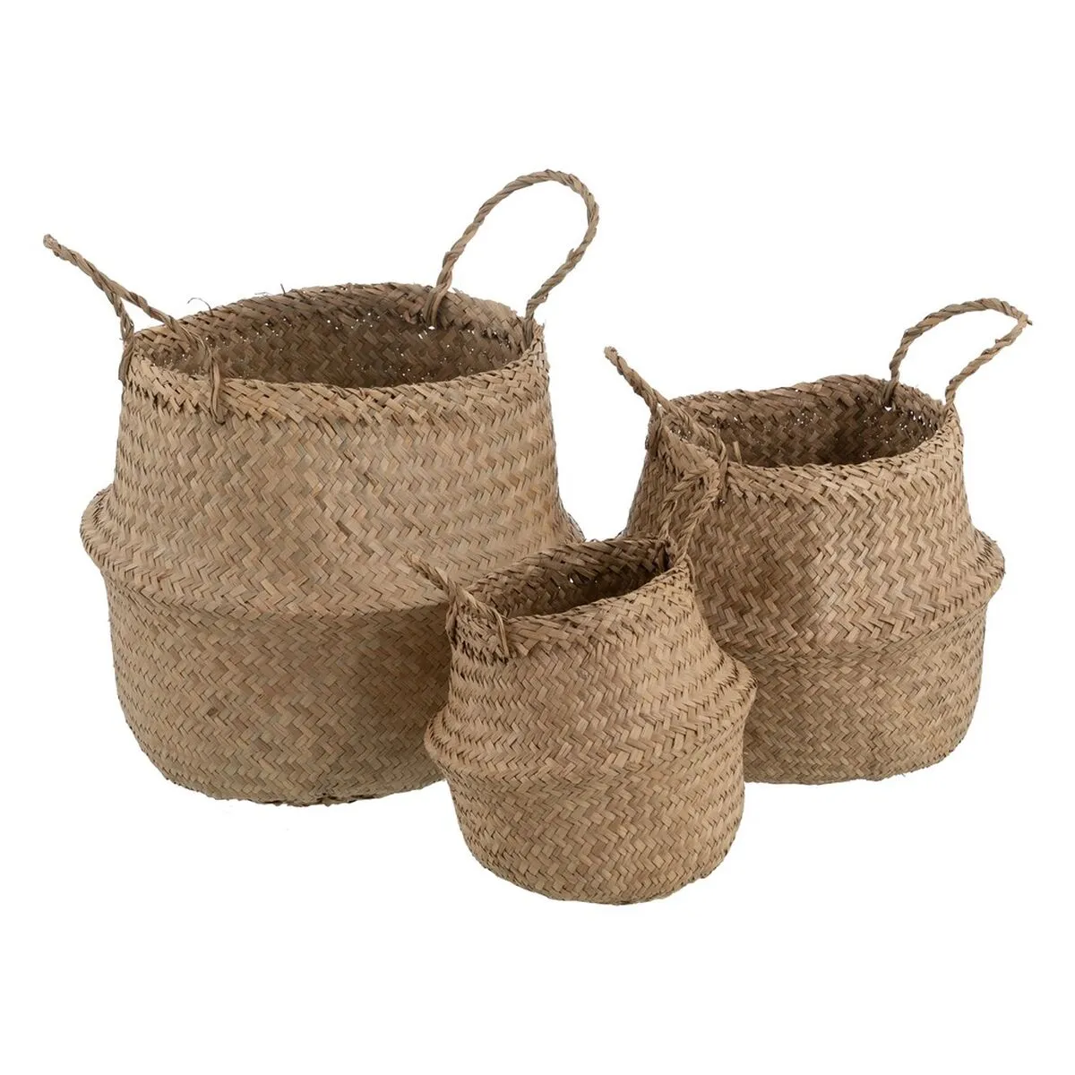 Set di Cesti Naturale Fibra naturale 30 x 30 x 38 cm (3 Pezzi)