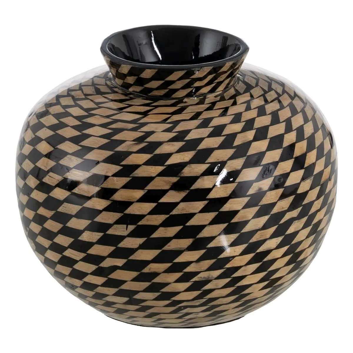 Vaso Nero Beige Bambù 26 x 26 x 22 cm