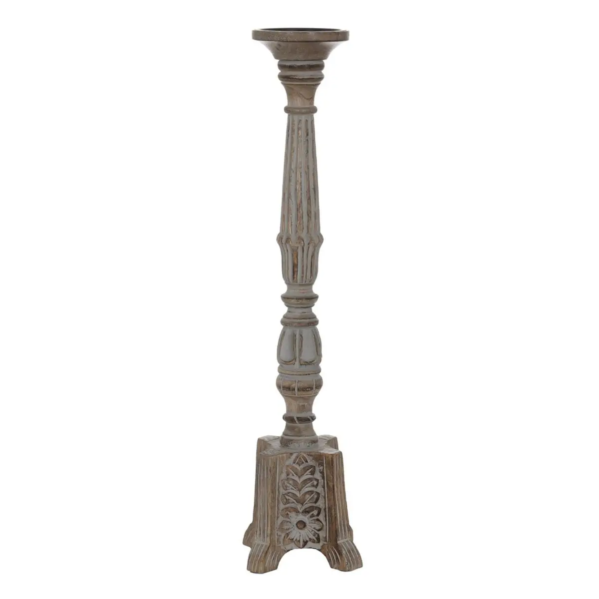 Candelabro Bianco Naturale Ferro Legno di mango 19 x 19 x 68,5 cm