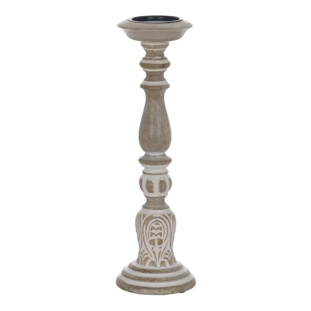 Candelabro Bianco Naturale Ferro Legno di mango 14 x 14 x 45,72 cm