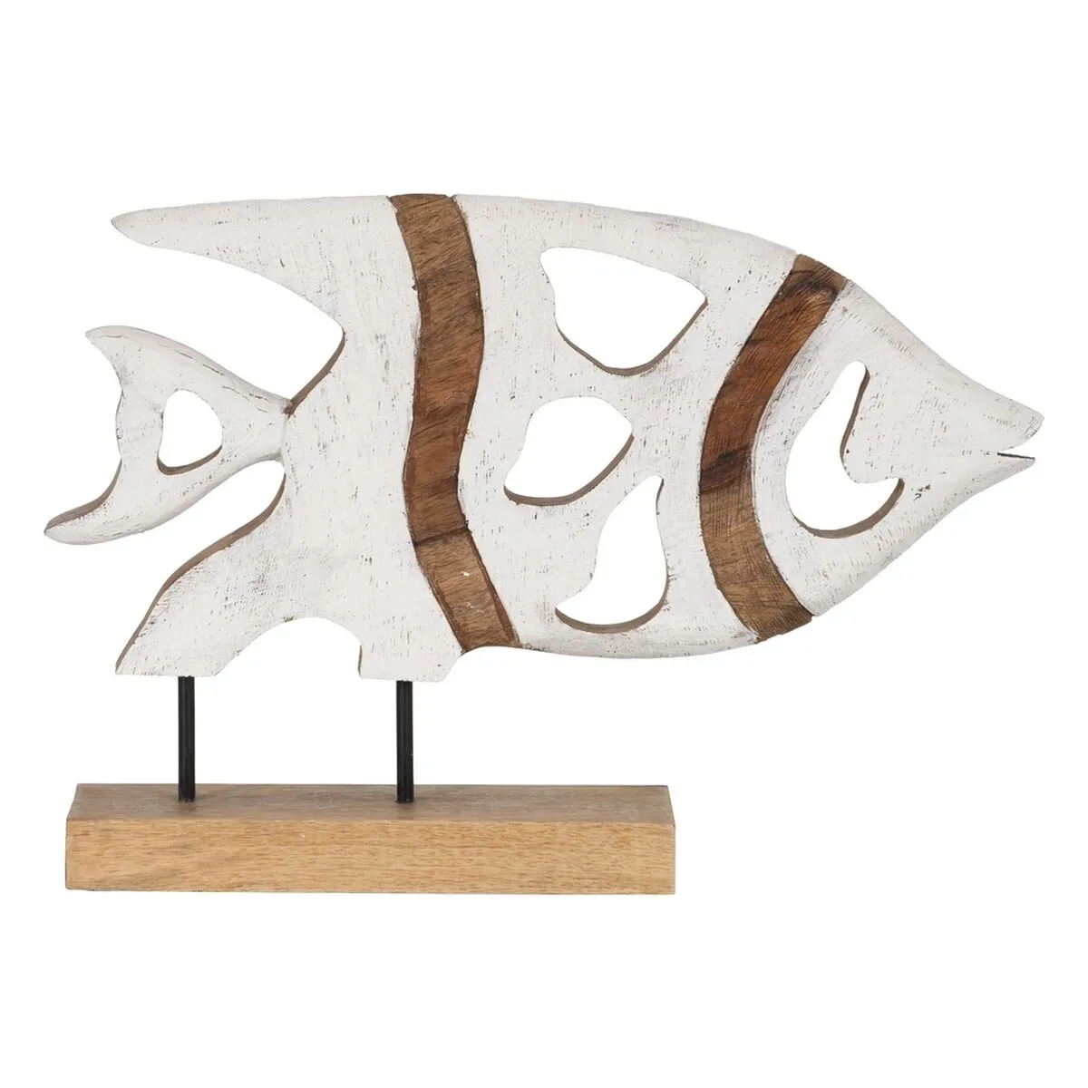 Scultura Pesce Bianco Beige 45,5 x 9 x 32,5 cm