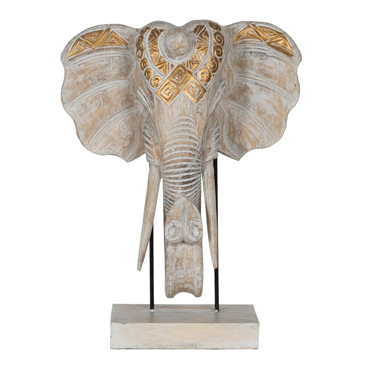 Statua Decorativa Bianco Dorato Naturale Elefante 44 x 16 x 57 cm