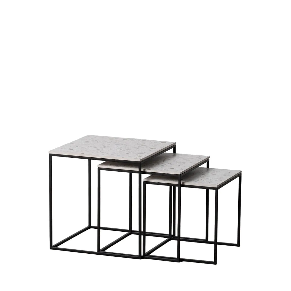 Set di 3 tavoli Nero Grigio Ferro 45 x 45 x 46 cm (3 Unità)