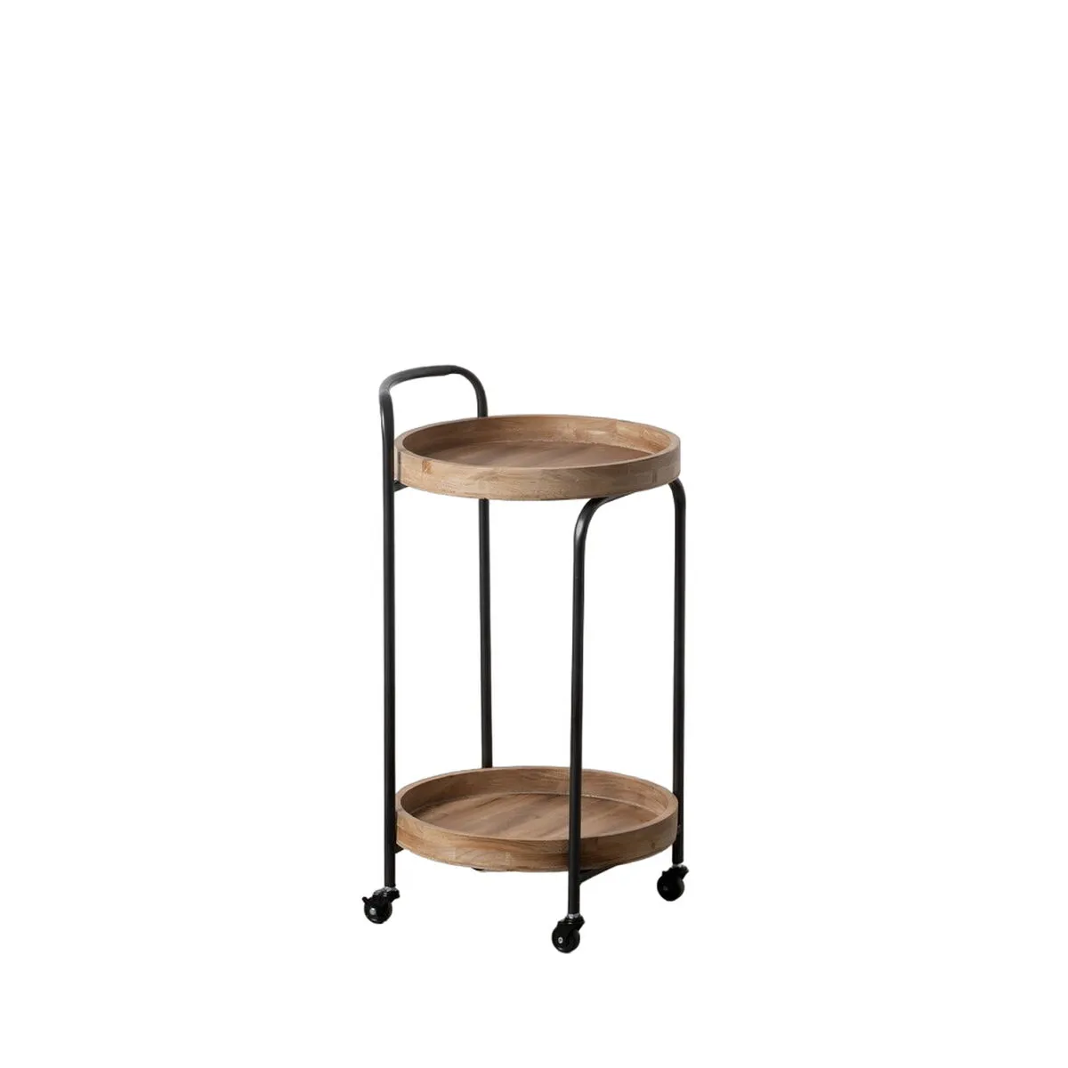 Carrello da Cucina Nero Naturale Ferro Legno di abete 42 x 40,5 x 74 cm